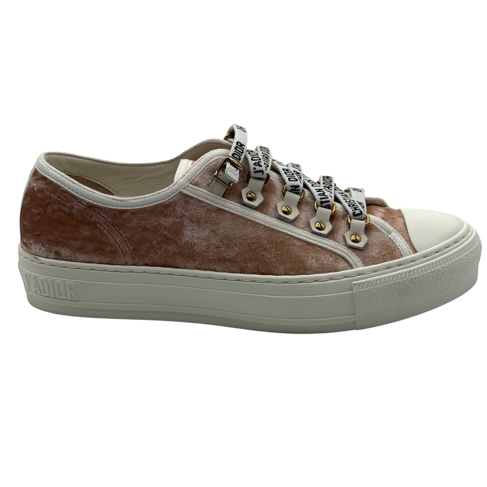 Christian Dior Walk'n'Dior Women's Size 7.5 EU 38.5 Pink Velvet Low Sneakers NEW - Picture 4 of 14